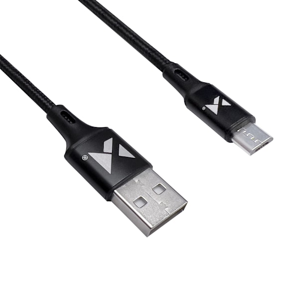 Stark flätad kabel USB microUSB 2.4A 1m svart