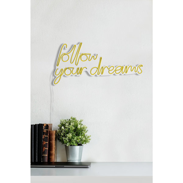 Dekorativ Plast Led-belysning Follow Your Dreams - Gul