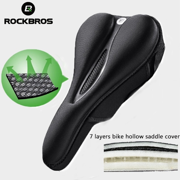 Gel cykelsadelöverdrag med memory foam, storlek L - svart