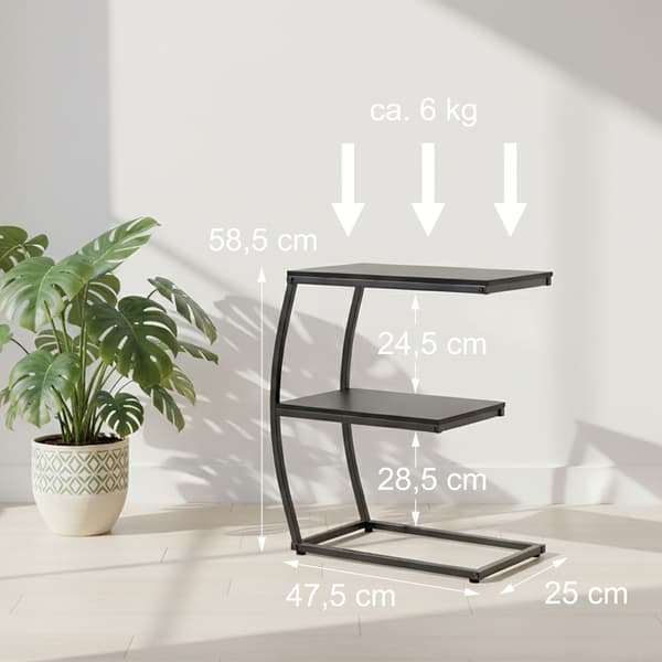 C-formet sidebord, 2-lags, metalstel