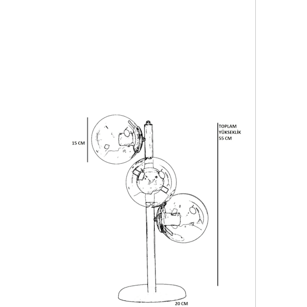 Bordlampe Simay 3 Lü Eskitme Beyaz Camlı Masa Lambası