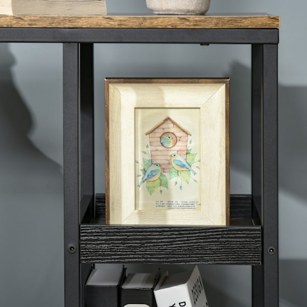 Sidebord Sofabord med Hjul Hylde Industriel stil Sofabord til Stue Soveværelse Mørkebrun 51 x 33 x 66 cm