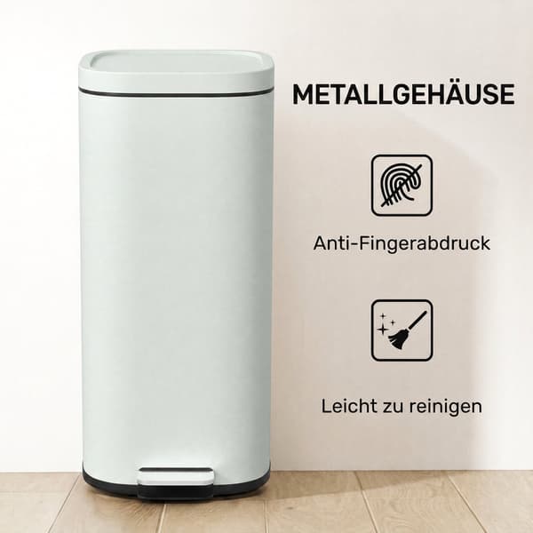 30L metallkökssoptunna, mjukstängande lock, grön