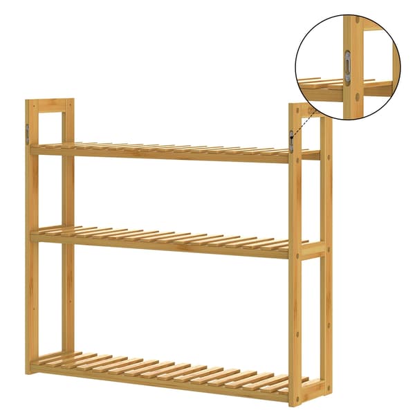 Fristående hyllplan i bambu, justerbart med 3 nivåer, 54x60x15cm