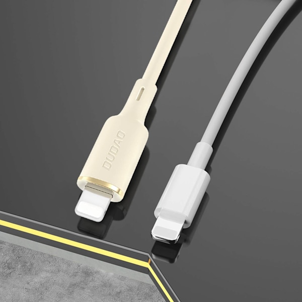 2in1 Kaapelivahvistettu kaapeli SR USB-C - USB-C / Lightning 100W 1,2m beige