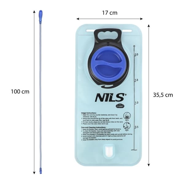 2L vesipussi, sininen – Camping Hydration Pack