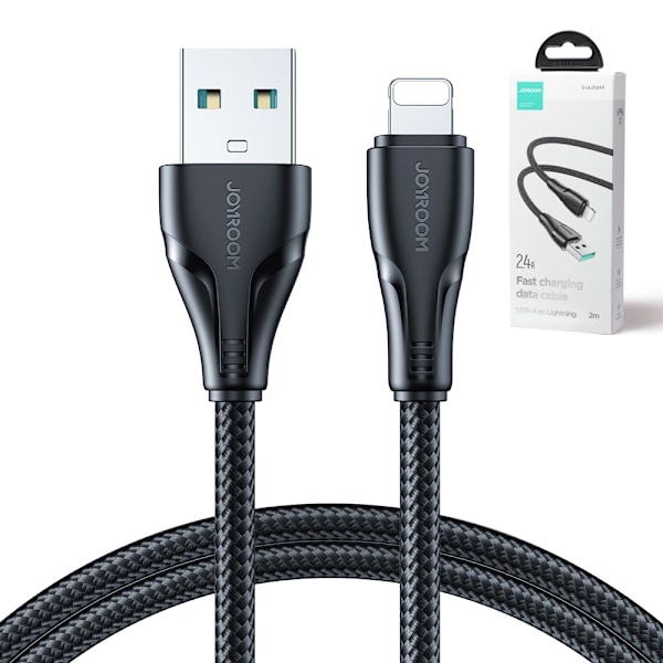 iPhone Surpass -sarjan USB-kaapeli - Lightning 2.4A 2m musta