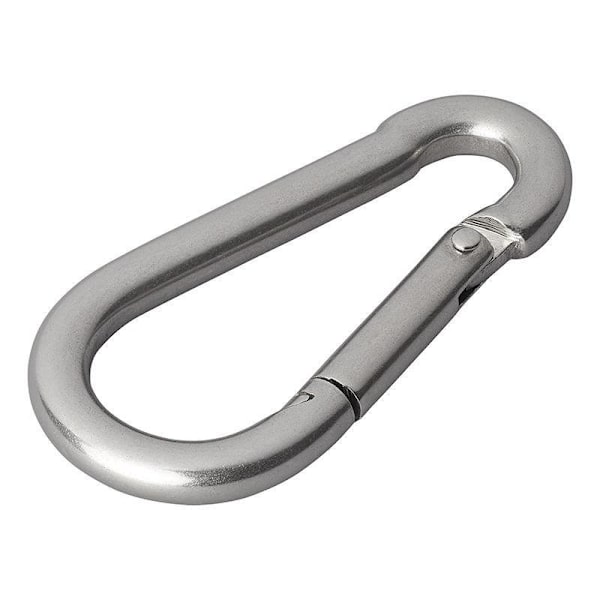 Karabiinikoukku ruostumatonta terästä 8x80mm 2 kpl läpipainopakkauksessa