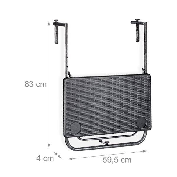 Balkonbord foldbart sort