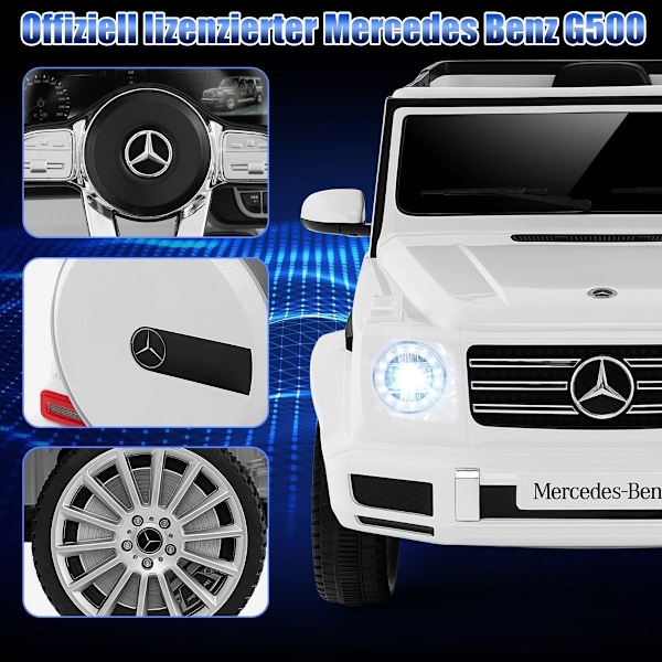 Sähköauto lapsille Mercedes Benz G500 lasten sähköauto kaukosäätimellä valkoinen