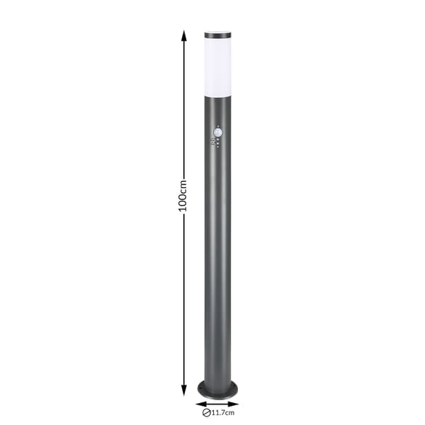 Vejlampe med bevægelsessensor, rustfrit stål, IP44 vejrbestandig