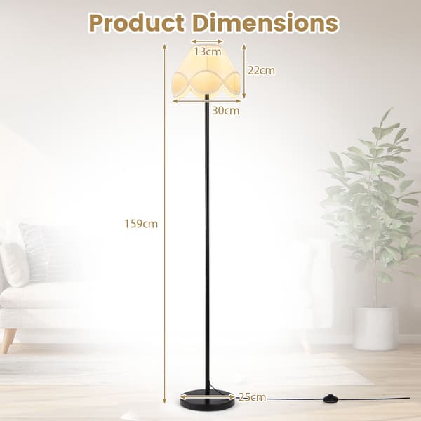 Dæmpbar gulvlampe, 159 cm, sort med stofskærm