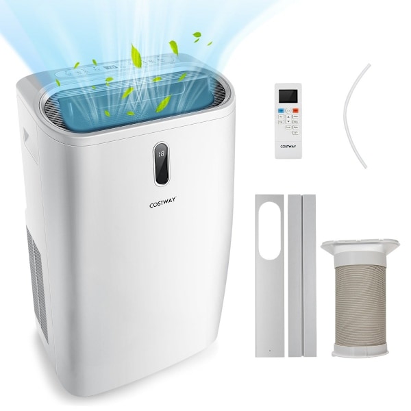 5 i 1 mobil luftkonditionering 16000 BTU Kyla & Fläkt & Avfuktning & Värme Avfuktare 16℃-32℃ 44,5 x 39 x 77 cm Vit