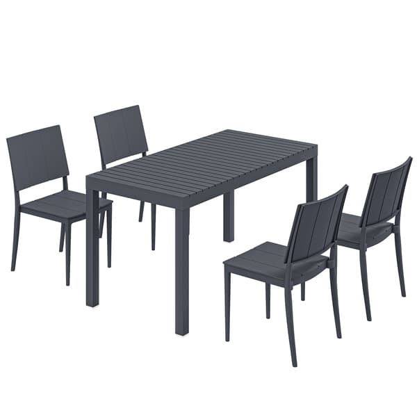 5-delat set med stapelbara stolar, mörkgrå
