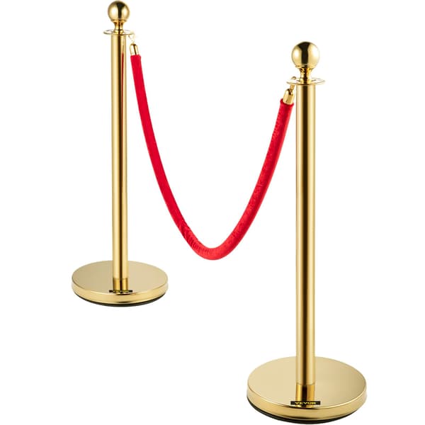 Kökontrollstolpar, 2-pack, guld, 1,5 m rött rep