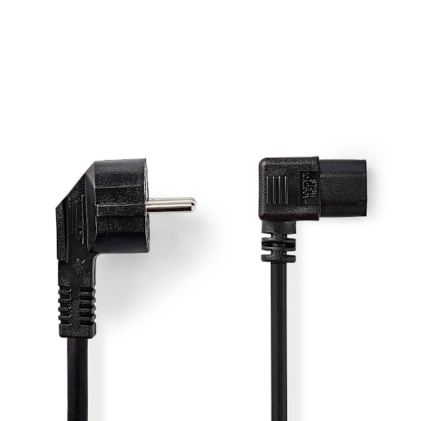 Sähköjohto | Suko Uros | IEC-320-C13 | Kulma | Kulma | Niklattu | 10.0 m | Pyöreä | PVC | Musta | Label