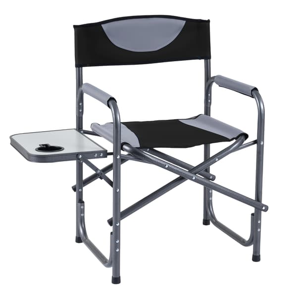 Sammenklappelig campingstol med sidebord, kapacitet 180 kg