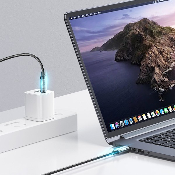Punottu kaapeli iPhone USB-C:lle - Lightning PD 20W 1,2m musta