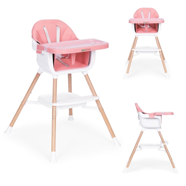 Lasten syöttötuoli 2-in-1, vaaleanpunainen, ECOTOYS
