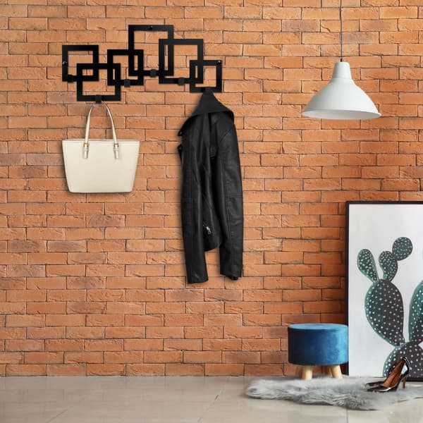Väggkrokställ, svart pulverlackerat stål, 53 cm