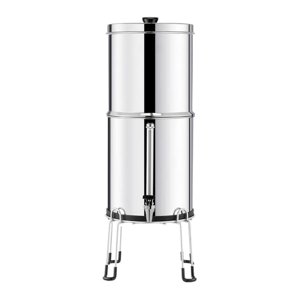 Gravitationsmatat vattenfilter, 2,25 gallon rostfritt stål
