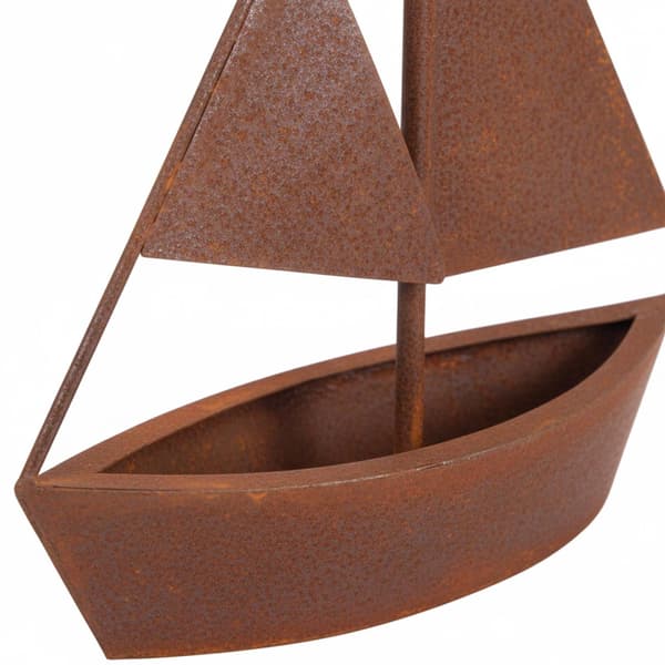 Skeppsformad metallkruka – Rustik rostpatina
