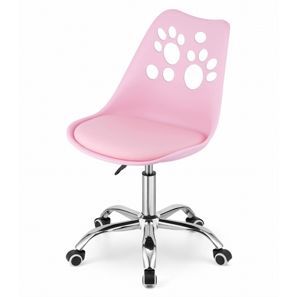 PRINT Stol Pink imiteret læder drejelig med krom base