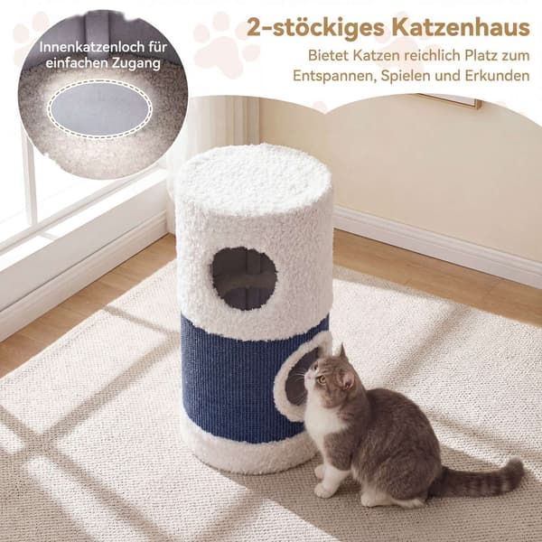 Kattehus i 2 niveauer med sisal kradsemåtte og gemmested