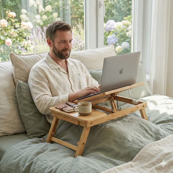 Bambu laptopstativ med justerbar höjd och ventilation