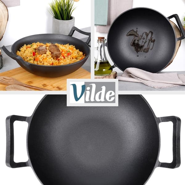 Støbejerns wokpande, 32 cm
