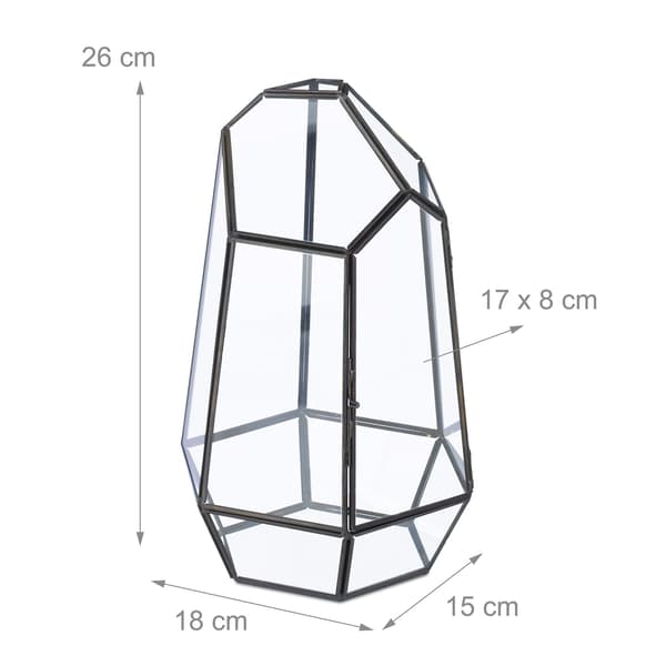 Geometriskt glasterrarium för suckulenter och luftväxter