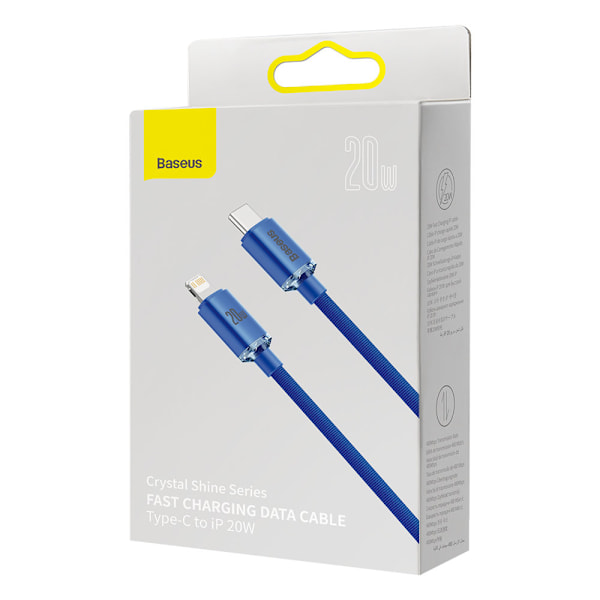 Kaapeli nopeaan lataukseen ja tiedonsiirtoon USB-C Iphone Lightning 20W 1,2m sininen