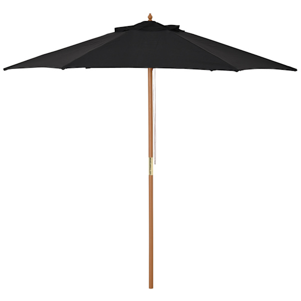 Puutarhasateenvarjo 3-Kerroksinen, Aurinkosuoja, Bambu & 180/㎡ Polyesteri, Musta, Ø2,5X2,3M