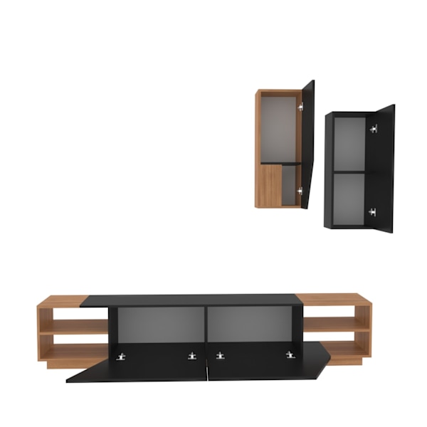 TV-enhet Zebra - Svart, Teak