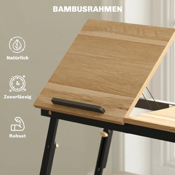 Justerbart laptop-sengebord med skuffe, foldbart