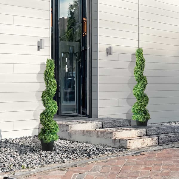 Konstgjorda buxbomträd 1,2 m, 2-pack, inomhus/utomhus
