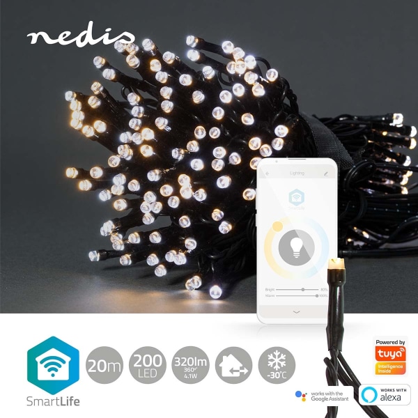 SmartLife Julbelysning | Sträng | Wi-Fi | Varm till cool vit | 200 LED's | 20.0 m | Android™ / IOS