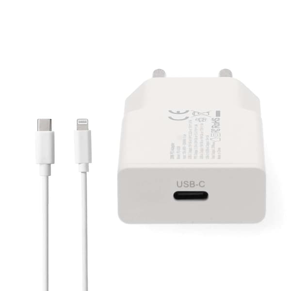 20W GaN vægoplader med USB-C til Lightning-kabel