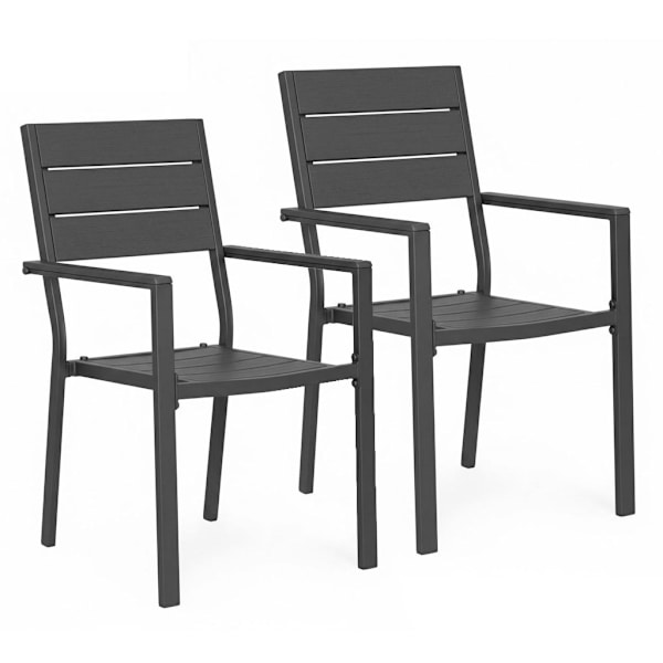 Trädgårdsstolar Set om 2, Stålram, HDPE, Grå