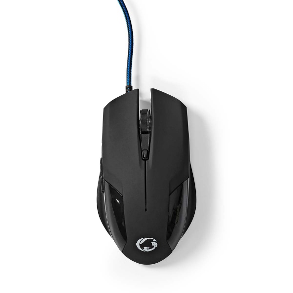 Gaming Mouse | Kabel | 1200 / 2400 / 4800 / 7200 dpi | Justerbar DPI | Antal knapper: 6 | Programmerbare knapper | Højrehåndet | 1.50 m | Uden Belysni Sort