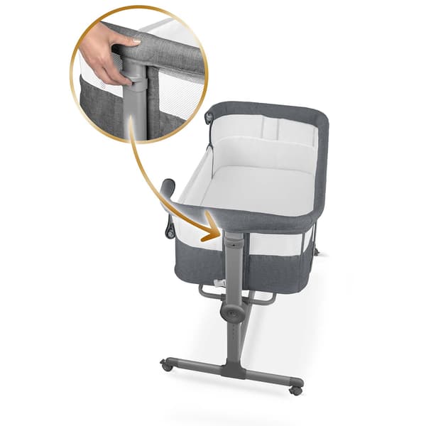 Sammenfoldelig rejse-babyseng med co-sleeper-funktion