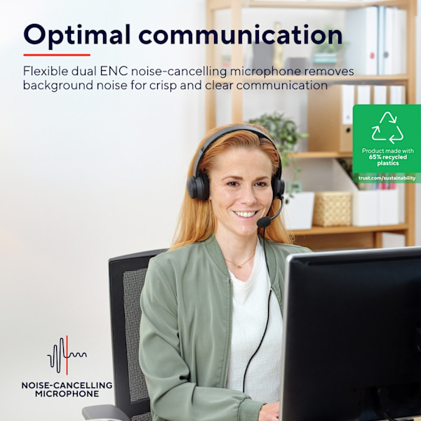 Ayda PC-headset ENC USB Svart