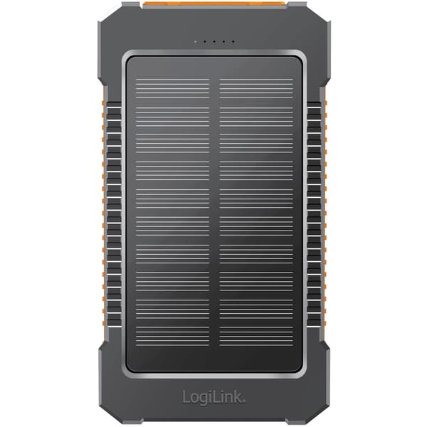PowerBank 6.000 mAh 10W Solcelle Sort/Orange