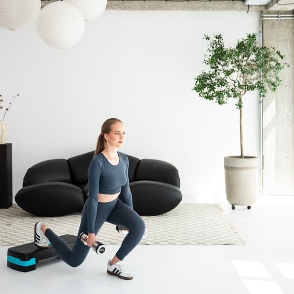 Aerob trinplatform, sort-mint, justerbar højde