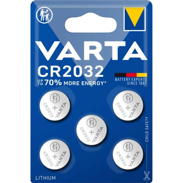VARTA Lithium Mønt-knapcellebatteri CR2032, 5-pak