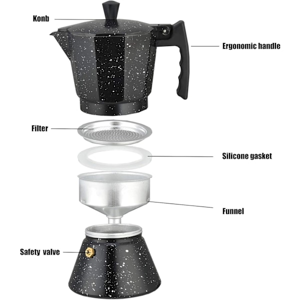 Eisenbach LSS06: alumiininen Espresso Moka Pot -kahvinkeitin - 6 kuppia