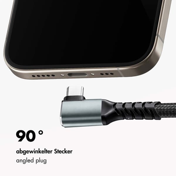 LogiLink USB-C til USB-C kabel 2 m, 90° vinklet, 100W PD, grå/sort, 4K 60Hz
