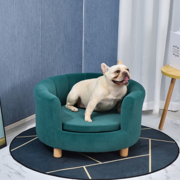 Hundeseng Elegant Hundesofa Med Blødt Betræk Og Træben, 65X64X37Cm