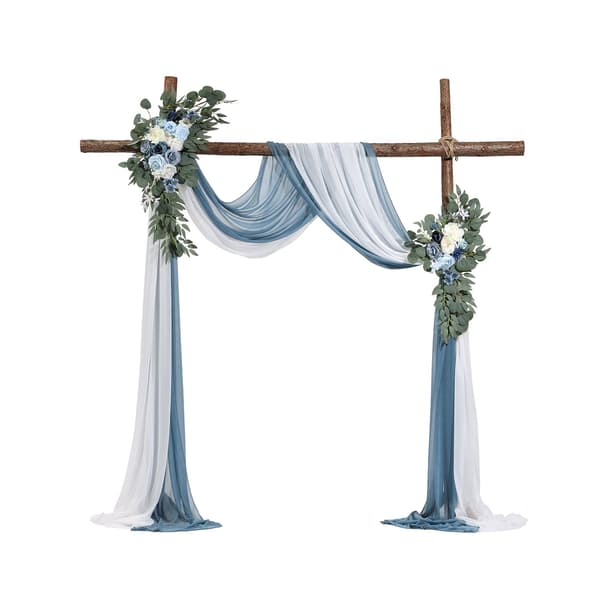 Blommor till bröllopsbåge – blå siden, draperier, 4 delar