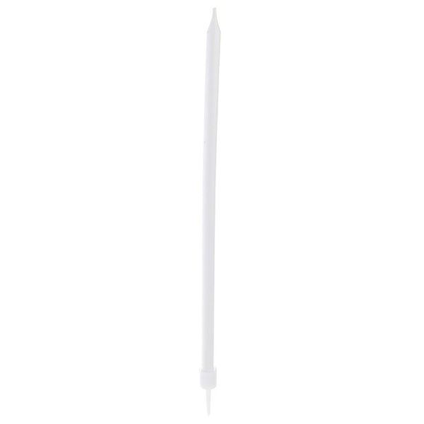 12 pitkää valkoista kakkukynttilää pidikkeineen, 14,5 cm